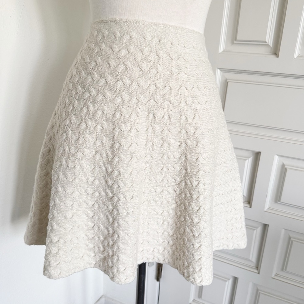 Very J Cream White Skater Skirt Cable Knit Size Large
